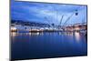 The Bigo with Lift Raised in the Old Port at Dusk, Genoa, Liguria, Italy, Europe-Mark Sunderland-Mounted Photographic Print