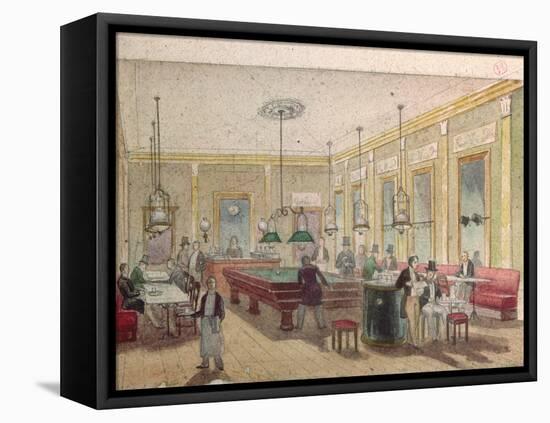 The Billiard Room in a Cafe-null-Framed Premier Image Canvas