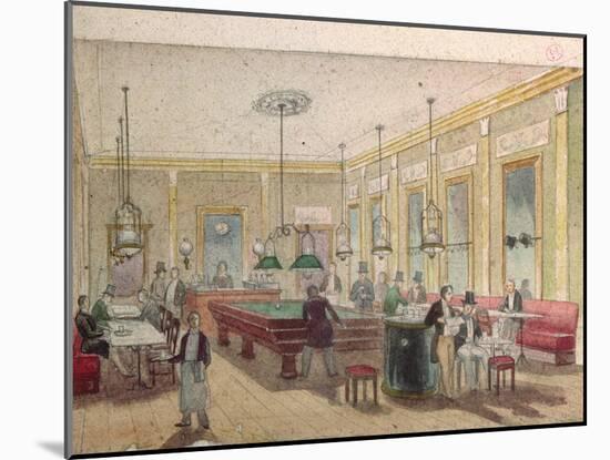 The Billiard Room in a Cafe-null-Mounted Giclee Print