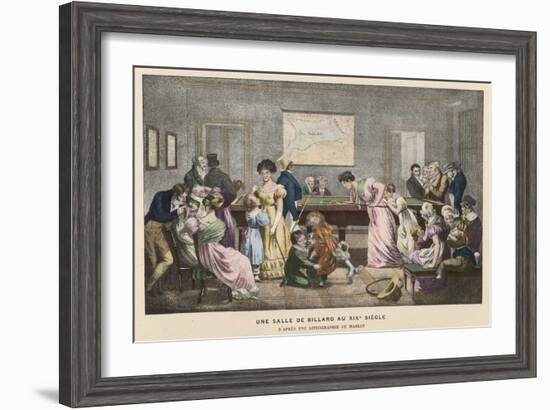 The Billiard Room in a French Household, But Not Much Chance of a Quiet Game!-Marlet-Framed Art Print