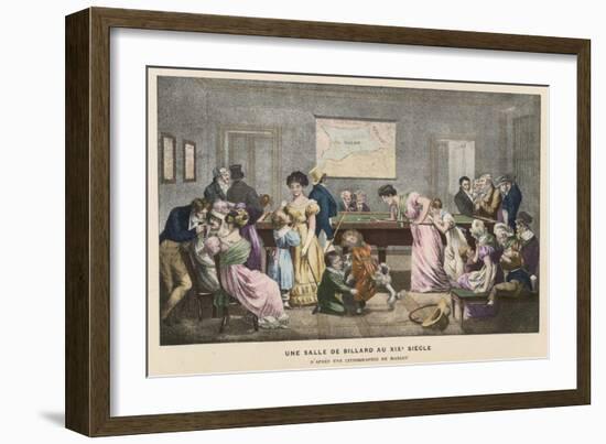 The Billiard Room in a French Household, But Not Much Chance of a Quiet Game!-Marlet-Framed Art Print