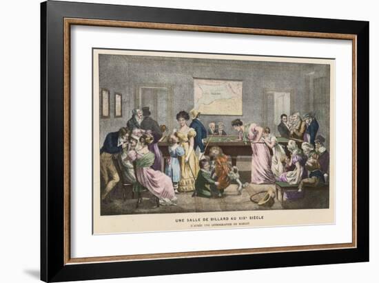 The Billiard Room in a French Household, But Not Much Chance of a Quiet Game!-Marlet-Framed Art Print