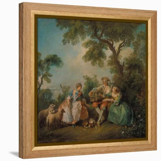 The Birdcage (Les Amours Du Bocage), about 1735-Nicolas Lancret-Framed Premier Image Canvas
