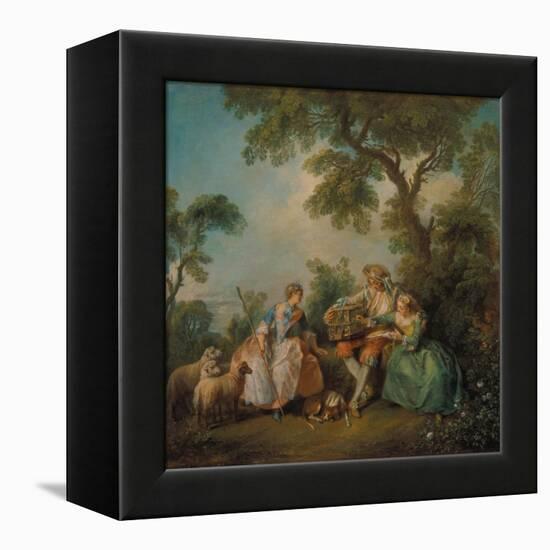 The Birdcage (Les Amours Du Bocage), about 1735-Nicolas Lancret-Framed Premier Image Canvas