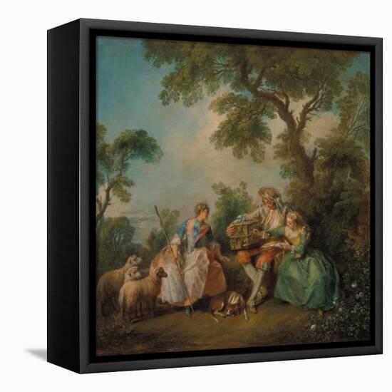 The Birdcage (Les Amours Du Bocage), about 1735-Nicolas Lancret-Framed Premier Image Canvas