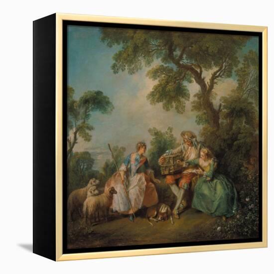 The Birdcage (Les Amours Du Bocage), about 1735-Nicolas Lancret-Framed Premier Image Canvas