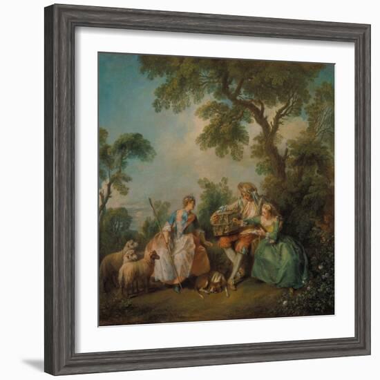 The Birdcage (Les Amours Du Bocage), about 1735-Nicolas Lancret-Framed Giclee Print