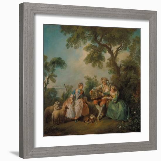 The Birdcage (Les Amours Du Bocage), about 1735-Nicolas Lancret-Framed Giclee Print