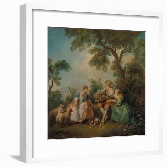 The Birdcage (Les Amours Du Bocage), about 1735-Nicolas Lancret-Framed Giclee Print