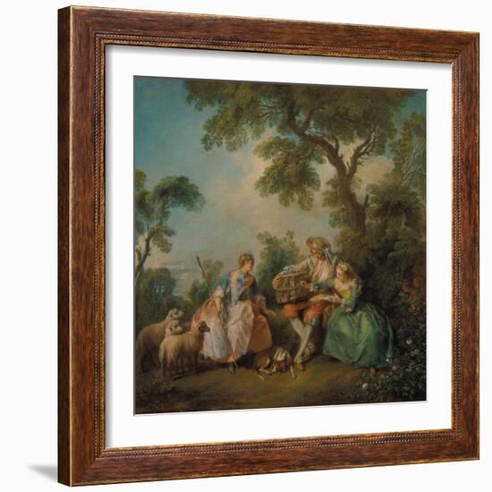 The Birdcage (Les Amours Du Bocage), about 1735-Nicolas Lancret-Framed Giclee Print