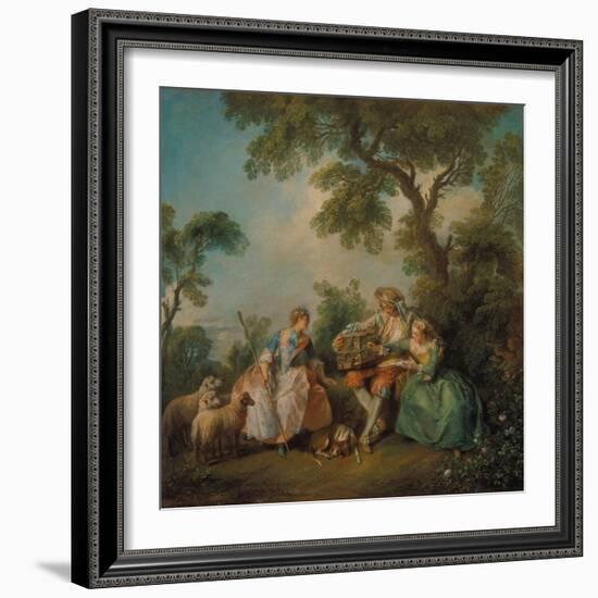 The Birdcage (Les Amours Du Bocage), about 1735-Nicolas Lancret-Framed Giclee Print