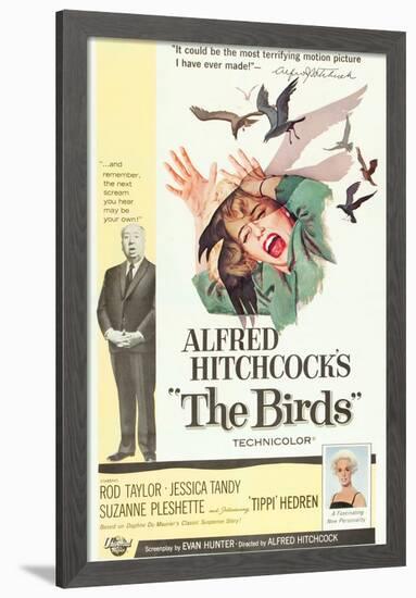 The Birds, Alfred Hitchcock, Jessica Tandy, Tippi Hedren, 1963-null-Framed Poster