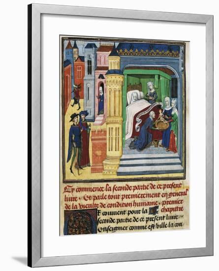 The Birth, Miniature from Jean De Gerson's Devotions, 1462, Manuscript-null-Framed Giclee Print