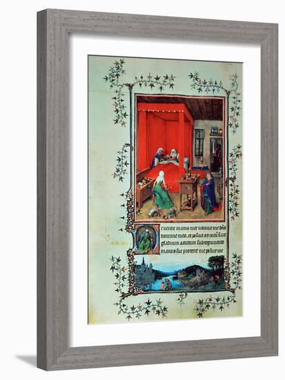 The Birth of John the Baptist and the Baptism of Christ, from the "Hours of Milan," 1422-Jan van Eyck-Framed Giclee Print