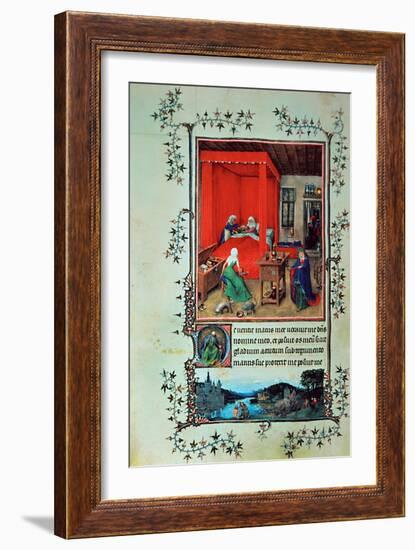 The Birth of John the Baptist and the Baptism of Christ, from the "Hours of Milan," 1422-Jan van Eyck-Framed Giclee Print