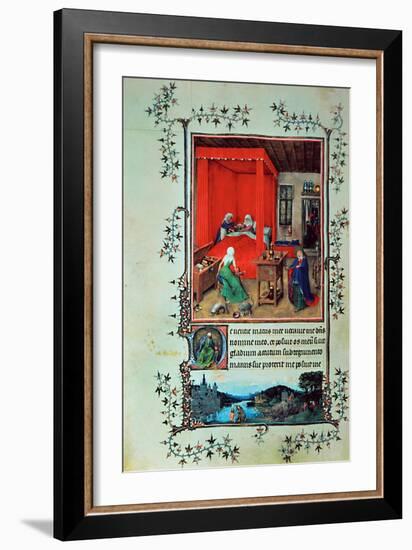 The Birth of John the Baptist and the Baptism of Christ, from the "Hours of Milan," 1422-Jan van Eyck-Framed Giclee Print