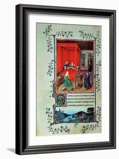 The Birth of John the Baptist and the Baptism of Christ, from the "Hours of Milan," 1422-Jan van Eyck-Framed Giclee Print