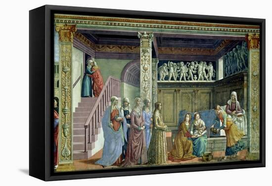 The Birth of the Virgin, 1486-90-Domenico Ghirlandaio-Framed Premier Image Canvas