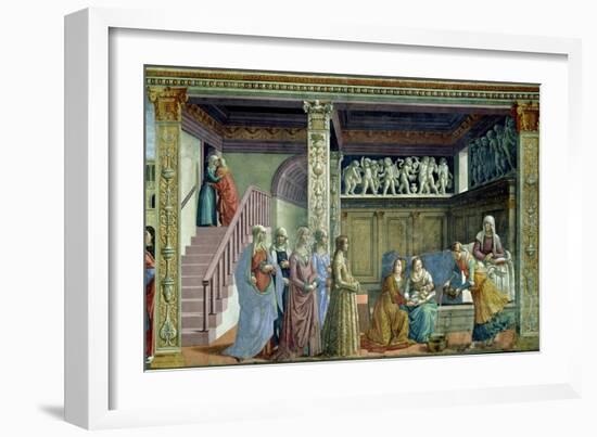The Birth of the Virgin, 1486-90-Domenico Ghirlandaio-Framed Giclee Print