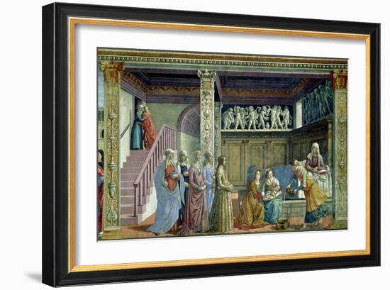 The Birth of the Virgin, 1486-90-Domenico Ghirlandaio-Framed Giclee Print