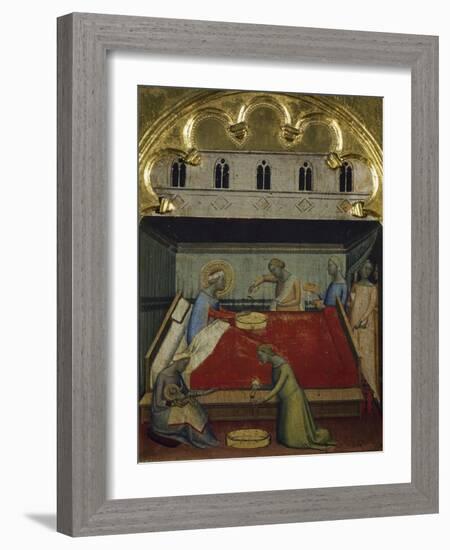 The Birth of the Virgin, Detail from the Predella of the Polyptych of San Pancrazio-Bernardo Daddi-Framed Giclee Print