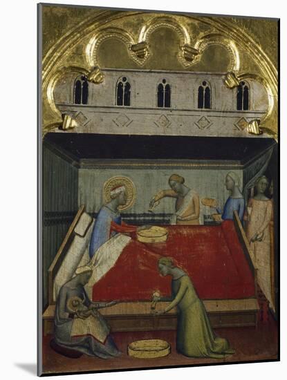 The Birth of the Virgin, Detail from the Predella of the Polyptych of San Pancrazio-Bernardo Daddi-Mounted Giclee Print