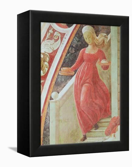 The Birth of the Virgin, Detail of a Maid Servant Descending a Staircase-Paolo Uccello-Framed Premier Image Canvas