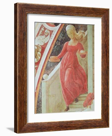 The Birth of the Virgin, Detail of a Maid Servant Descending a Staircase-Paolo Uccello-Framed Giclee Print