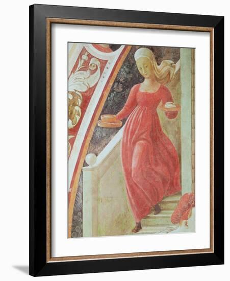 The Birth of the Virgin, Detail of a Maid Servant Descending a Staircase-Paolo Uccello-Framed Giclee Print