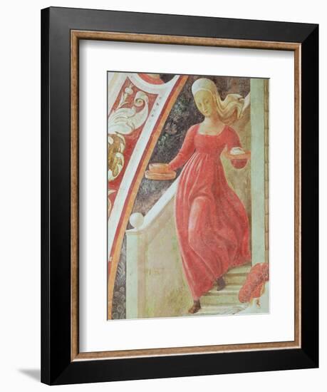 The Birth of the Virgin, Detail of a Maid Servant Descending a Staircase-Paolo Uccello-Framed Giclee Print