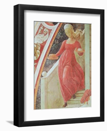 The Birth of the Virgin, Detail of a Maid Servant Descending a Staircase-Paolo Uccello-Framed Giclee Print