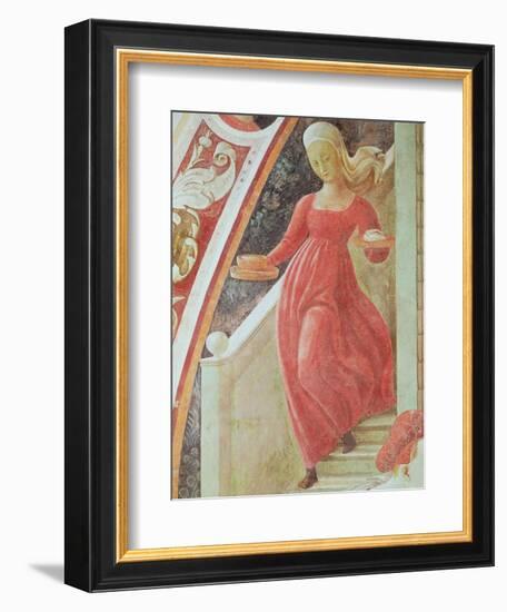 The Birth of the Virgin, Detail of a Maid Servant Descending a Staircase-Paolo Uccello-Framed Giclee Print