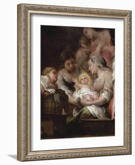 The Birth of the Virgin, Painted for the Chapel of Saint Paul at Seville Cathedral, 1661, Detail-Bartolome Esteban Murillo-Framed Giclee Print