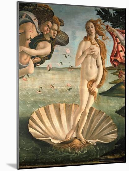 The Birth of Venus, 1478. Detail of the Birth of Venus in scallop shell.-Sandro Botticelli-Mounted Giclee Print