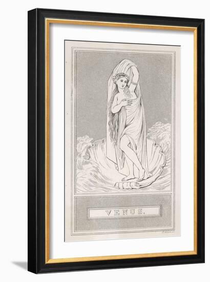 The Birth of Venus: She Stands in a Large Shell Swathed in Draperies Surrounded by a Turbulent Sea-Henry Adlard-Framed Art Print