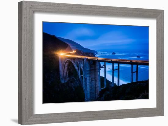 The Bixby Creek Bridge at Night, in Big Sur, California.-Jon Bilous-Framed Photographic Print