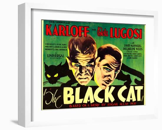 The Black Cat, Boris Karloff, Bela Lugosi, 1934-null-Framed Art Print