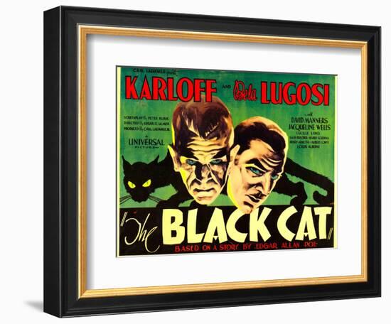 The Black Cat, Boris Karloff, Bela Lugosi, 1934-null-Framed Premium Giclee Print