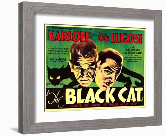 The Black Cat, Boris Karloff, Bela Lugosi, 1934-null-Framed Photo