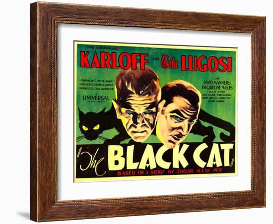 The Black Cat, Boris Karloff, Bela Lugosi, 1934-null-Framed Photo