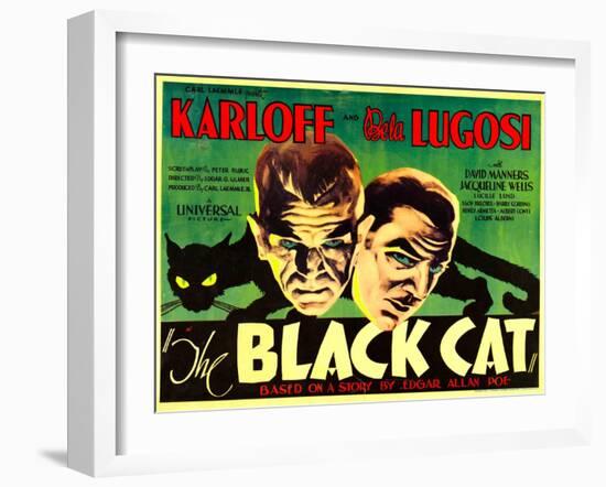 The Black Cat, Boris Karloff, Bela Lugosi, 1934-null-Framed Photo