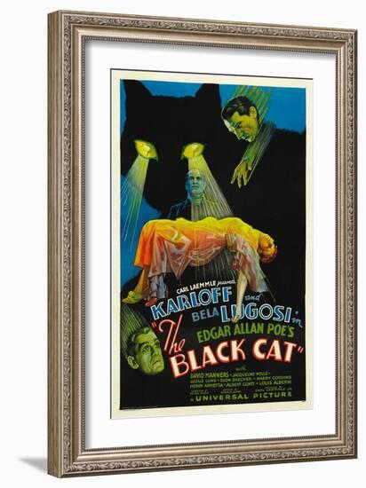 The Black Cat, Boris Karloff, Harry Cording, Jacqueline Wells, Bela Lugosi, 1934-null-Framed Premium Giclee Print