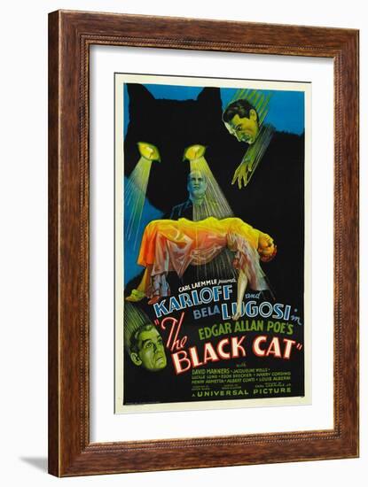 The Black Cat, Boris Karloff, Harry Cording, Jacqueline Wells, Bela Lugosi, 1934-null-Framed Premium Giclee Print