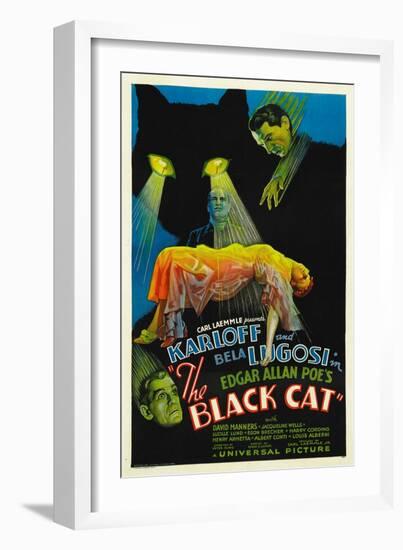 The Black Cat, Boris Karloff, Harry Cording, Jacqueline Wells, Bela Lugosi, 1934-null-Framed Premium Giclee Print