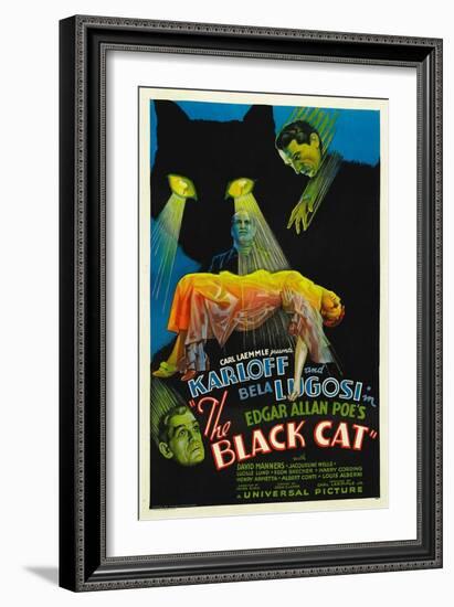 The Black Cat, Boris Karloff, Harry Cording, Jacqueline Wells, Bela Lugosi, 1934-null-Framed Premium Giclee Print