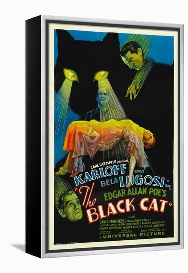 The Black Cat, Boris Karloff, Harry Cording, Jacqueline Wells, Bela Lugosi, 1934-null-Framed Stretched Canvas