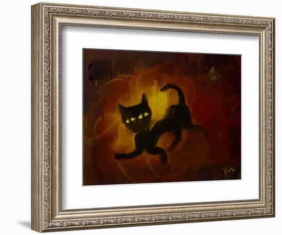 the black cat-Rabi Khan-Framed Art Print