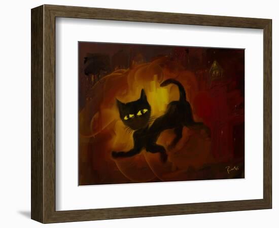 the black cat-Rabi Khan-Framed Art Print