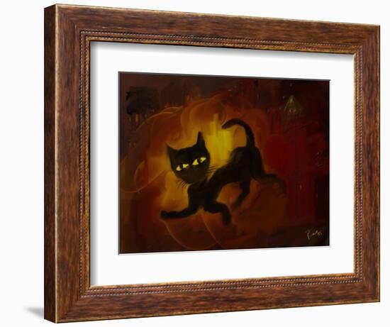 the black cat-Rabi Khan-Framed Art Print