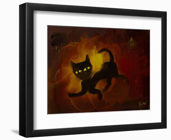 the black cat-Rabi Khan-Framed Art Print